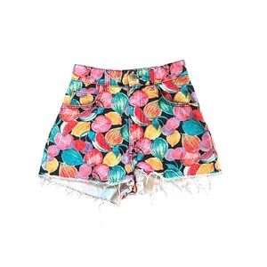 Zara TRF High Rise Fruit Print Shorts Multicolor Denim Women’s Size 0